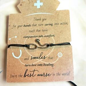 Nurse Appreciation Stethoscope Cord Bracelet - Black